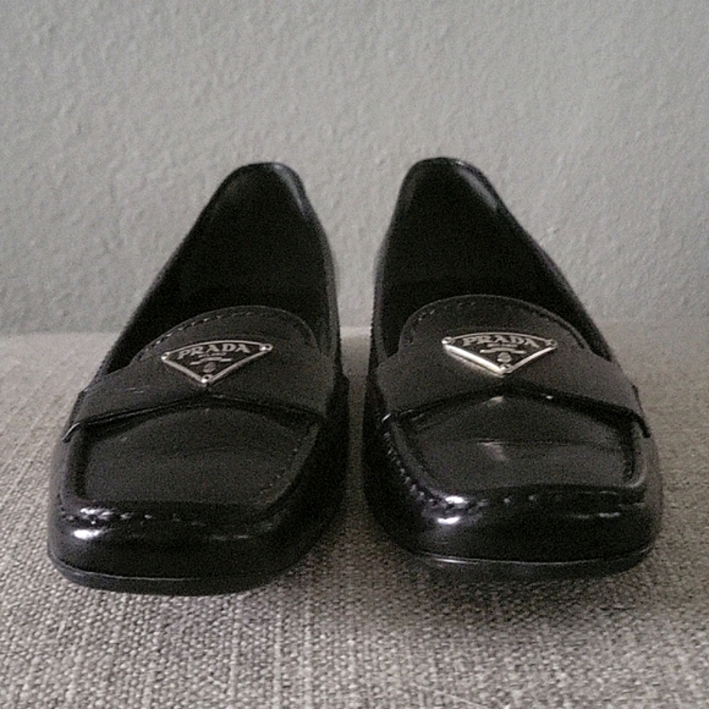 NWOT Prada ladies black loafer flats with rubber soles